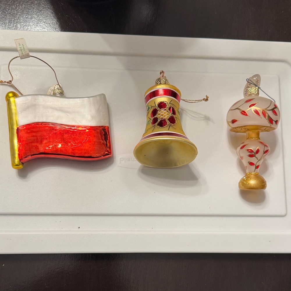 Festive Red and Gold Holiday Ornaments Set Polish